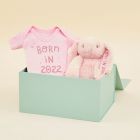 Personalised Born in 2022 Pink Bodysuit and Bunny Gift Set