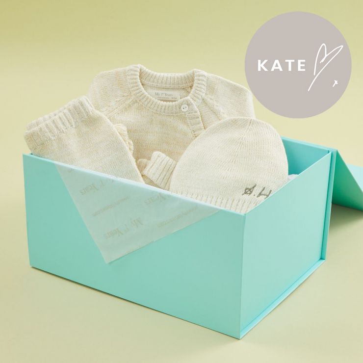 Personalised Oatmeal Knitted Baby Outfit Set (3 piece)