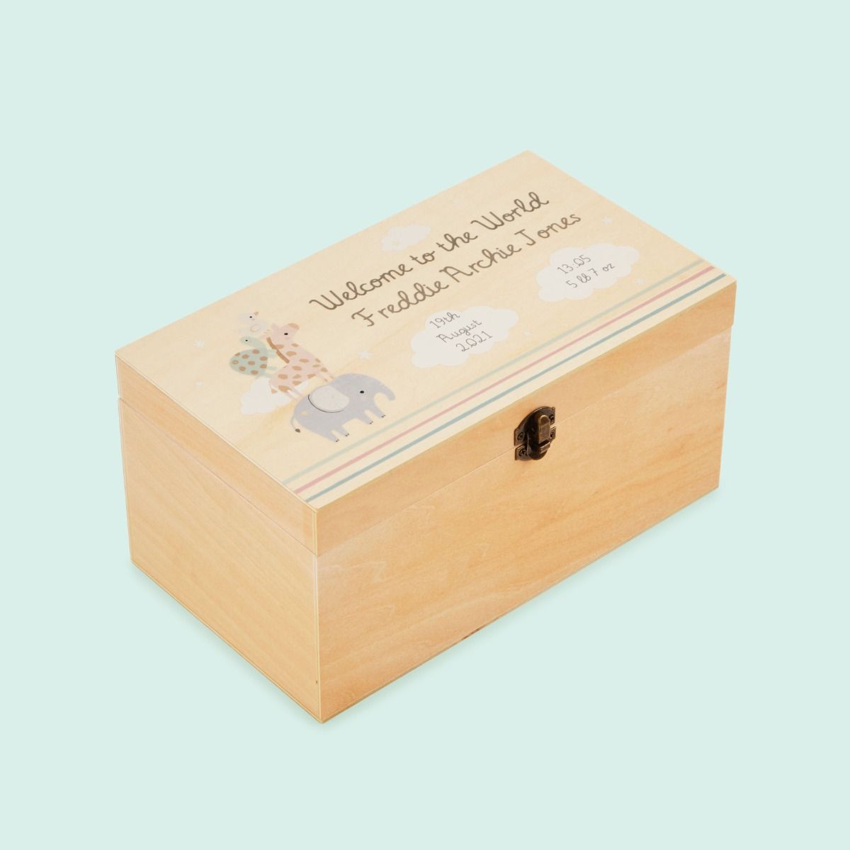 Personalised Welcome to the World Wooden Keepsake Box