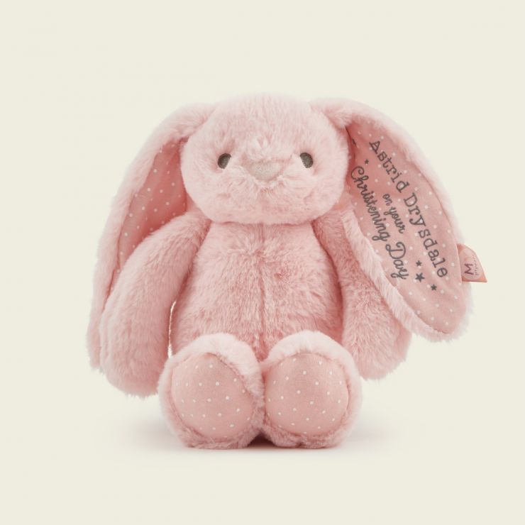 Personalised Christening Day Pink Bunny Soft Toy
