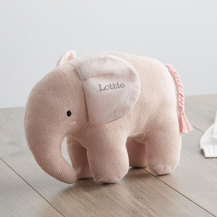 Personalised Pink Knitted Elephant Soft Toy Main