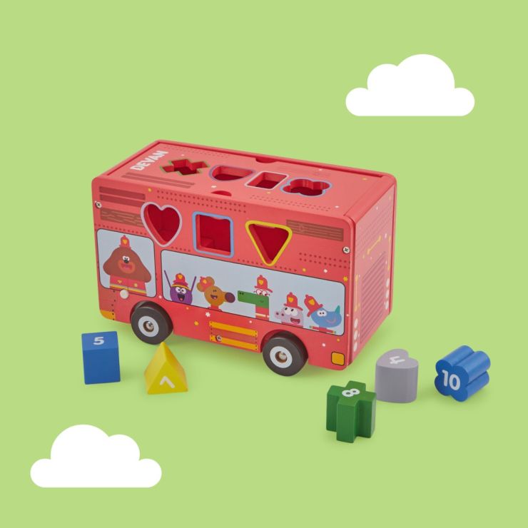 Personalised Hey Duggee Light & Sound Fire Truck Sorter Toy