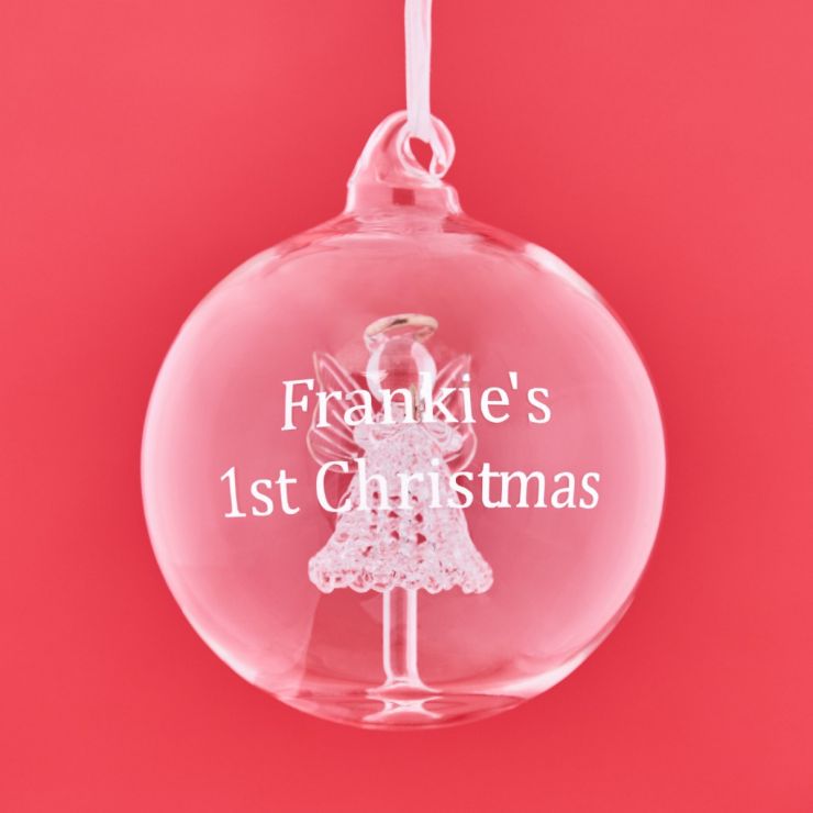Personalised Angel Glass Bauble