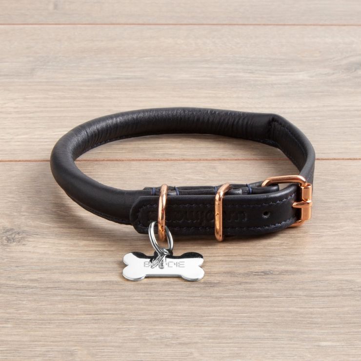 Personalised Leather Dog Collar with Tag