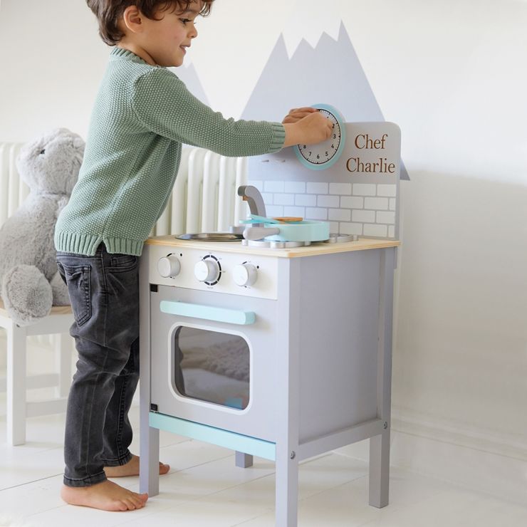 Personalised Grey Play Kitchen