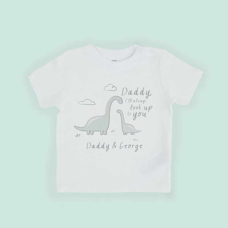 Personalised Dinosaur Design Father’s Day White T-Shirt