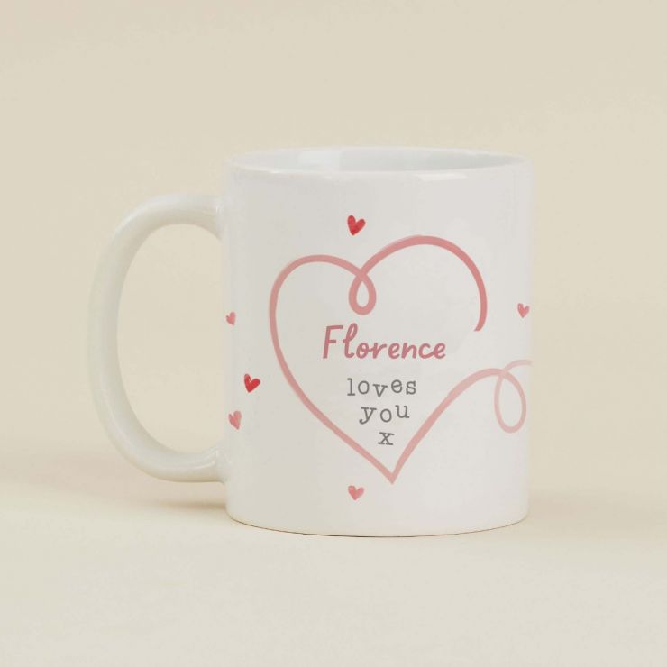 Personalised Hearts Design Valentines Mug