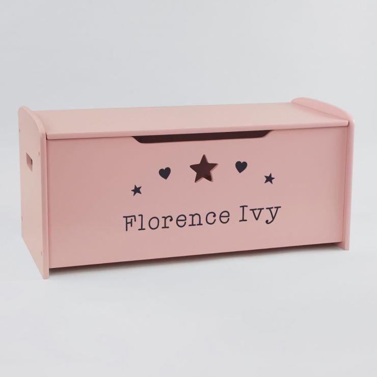 Personalised Large Pink Hearts Design Toy Box