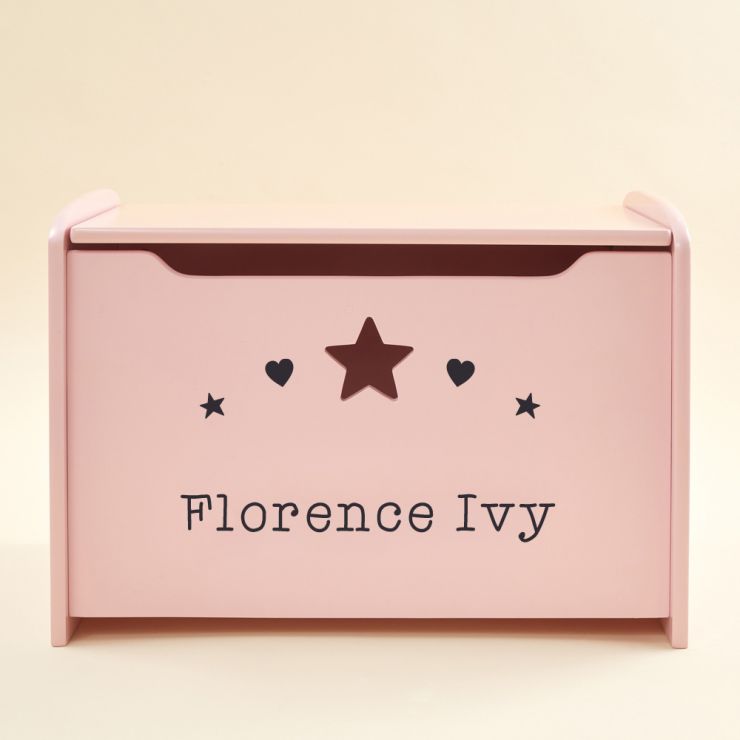 Personalised Pink Hearts Design Toy Box