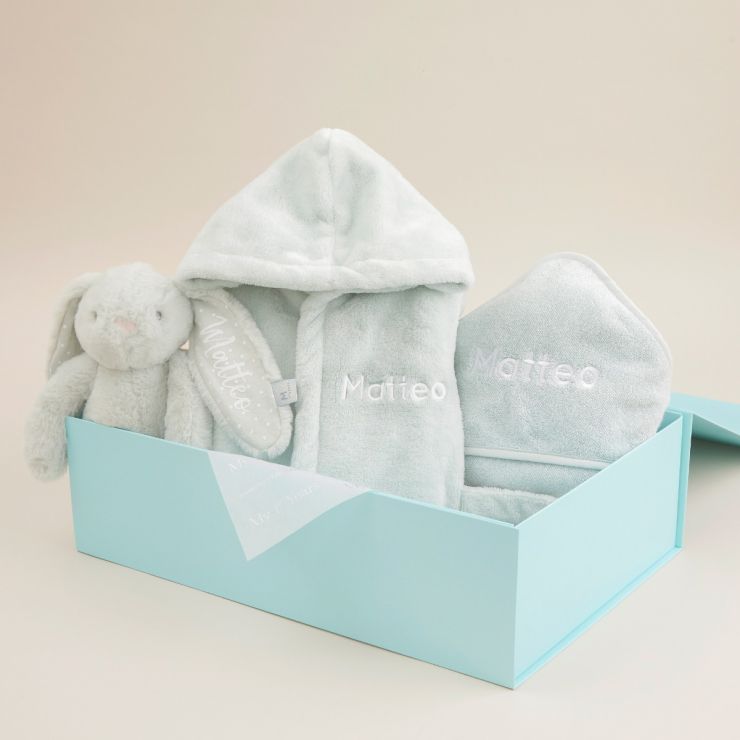 Personalised Mint Splash, Snuggle & Cuddle Gift Set