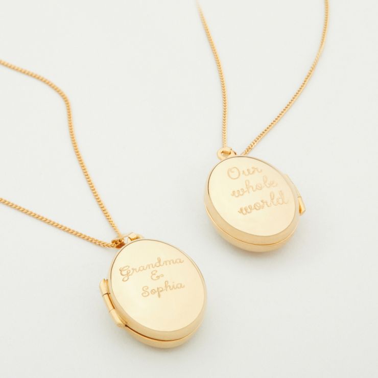 Personalised Gold Baby & Me Locket Necklace Gift Set