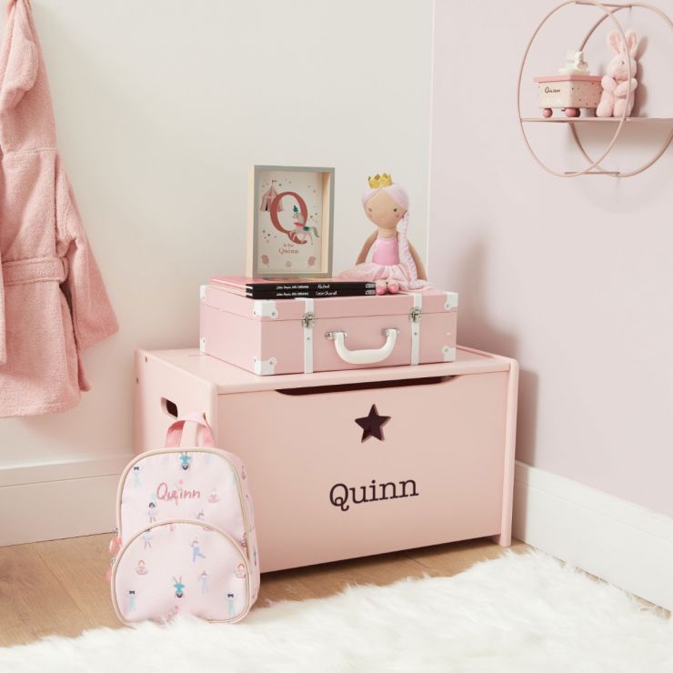 Personalised Pink Star Design Toy Box 