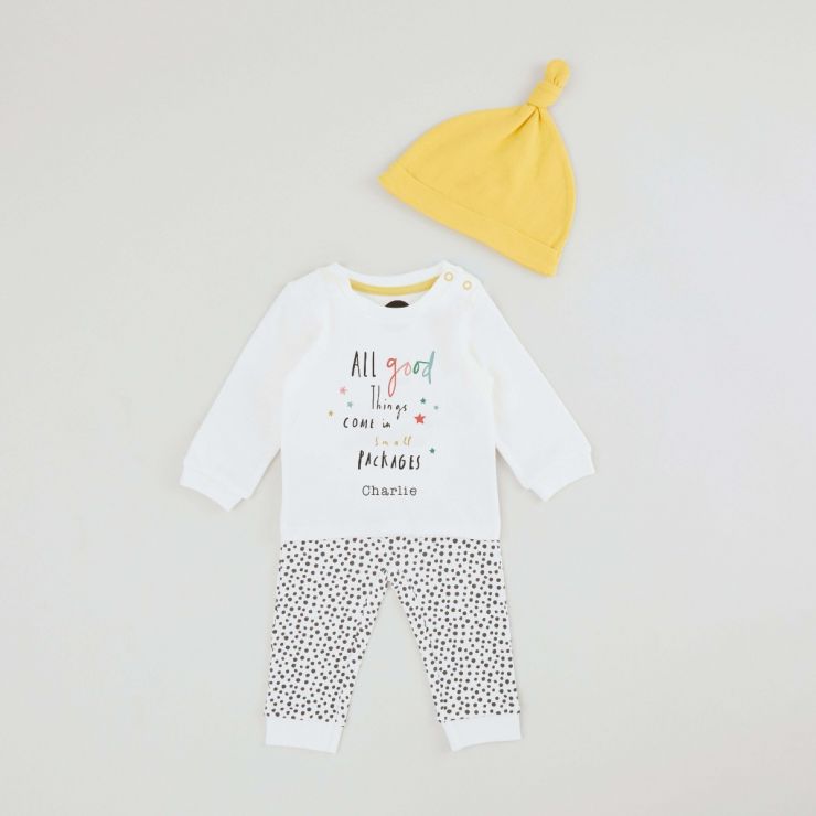 Personalised Stars and Spots Baby Outfit Set