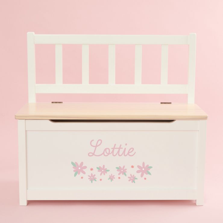 Personalised Pink Flower Design Toy Bench