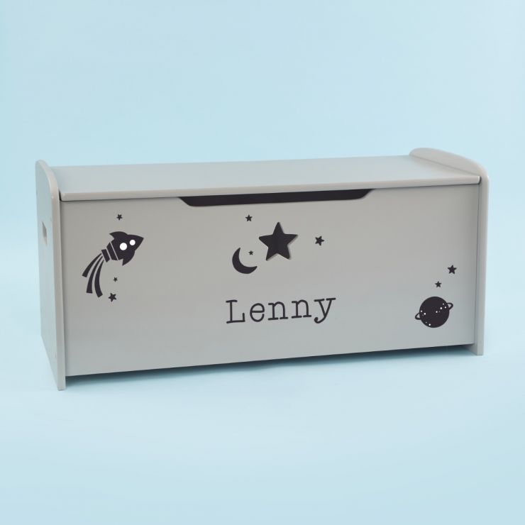 Personalised Large Grey Space Design Toy Box