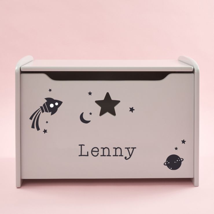 Personalised Grey Space Design Toy Box