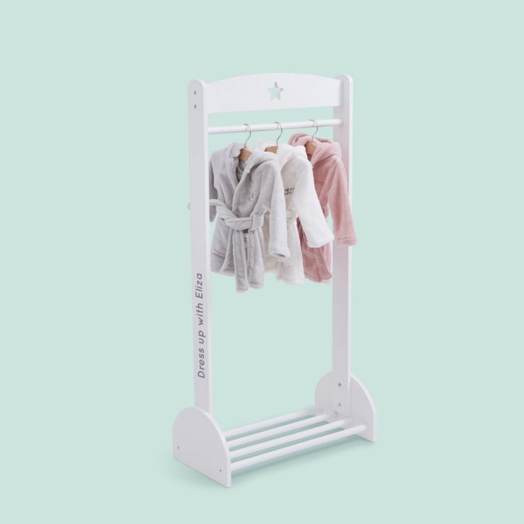 Personalised White Wooden Clothes Rail