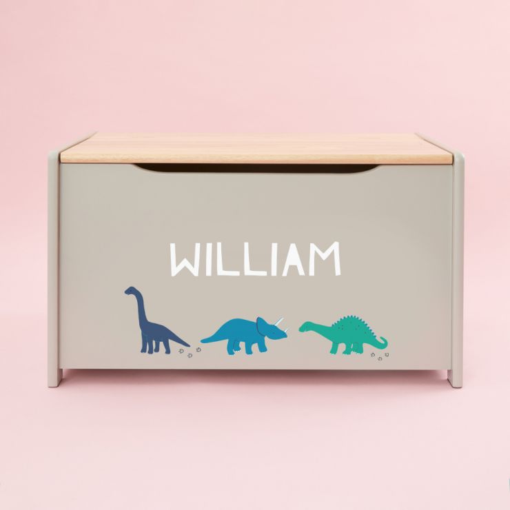 Personalised Grey Dino Toy Box