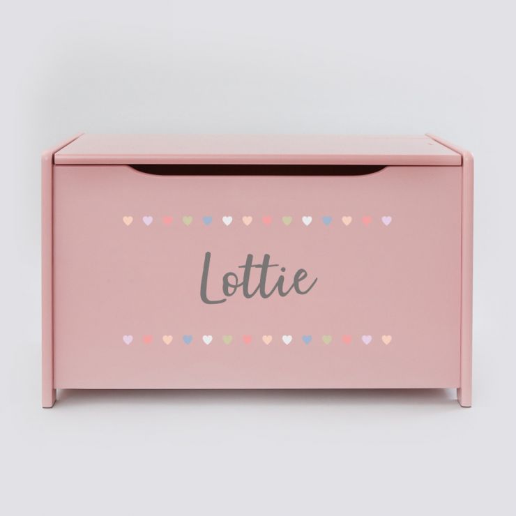 Personalised Pink Heart Toy Box