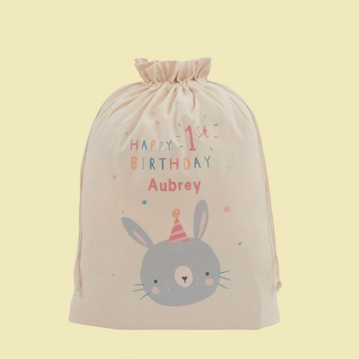 Personalised 1st Birthday Bunny Design Storage Sack