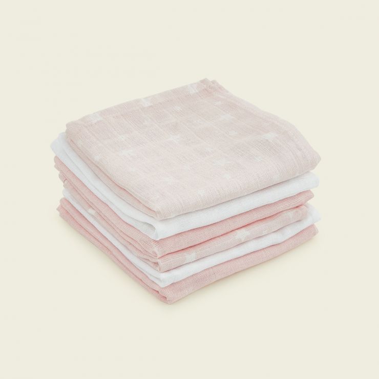 Pink Organic Muslin Baby Squares (6 Pack)