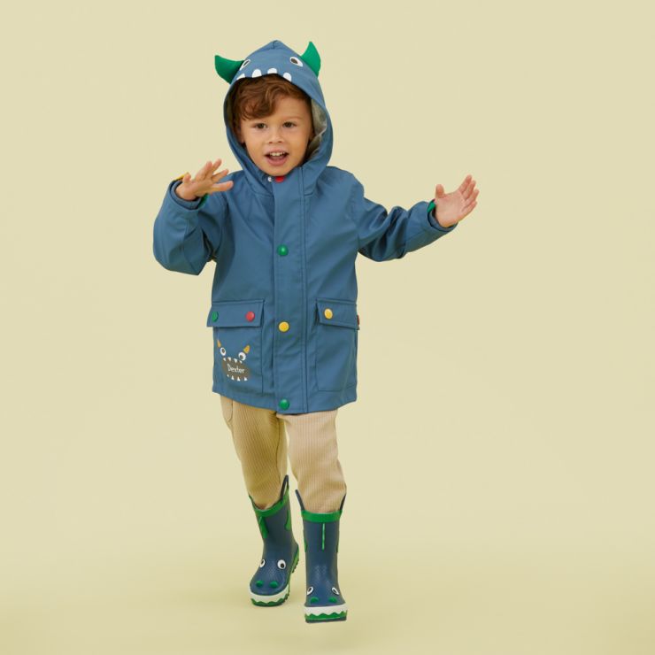 Personalised Monster Jersey Lined Raincoat Model
