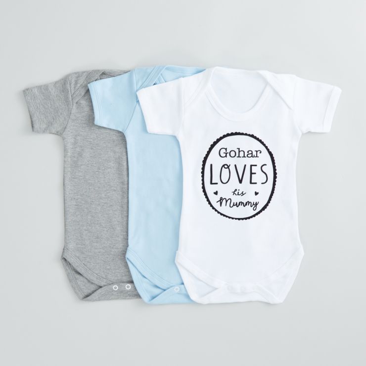 Personalised Pack of 3 Bodysuits with Love Mummy Design