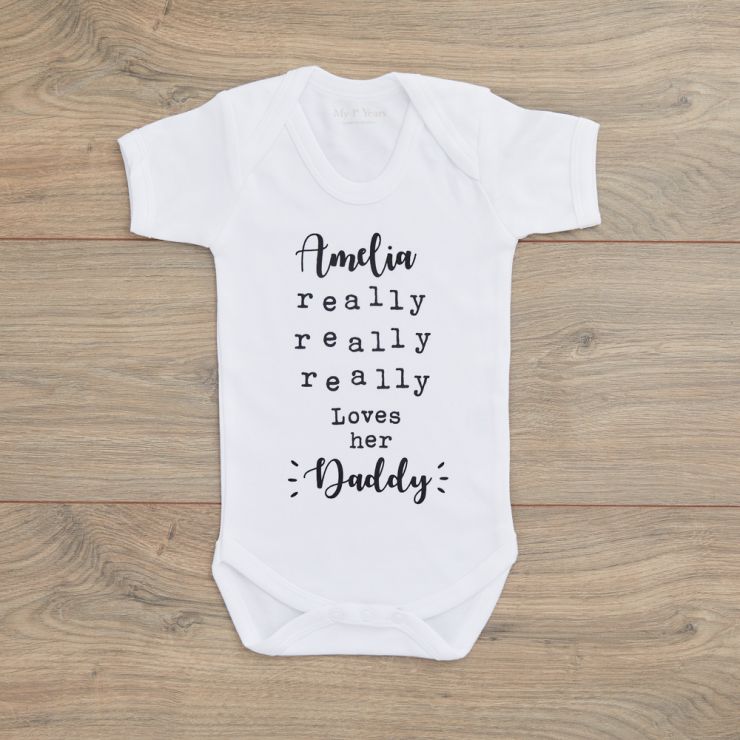 Personalised Really Loves Daddy White Bodysuit