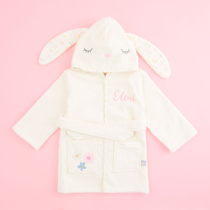 Personalised Ivory Bunny Towelling Robe