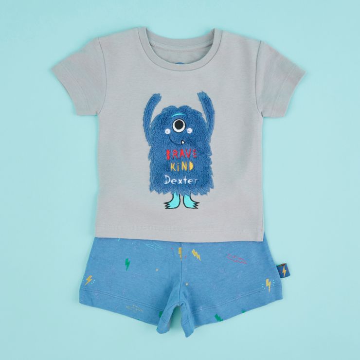 Personalised Children’s Little Monster Short Pyjamas Set