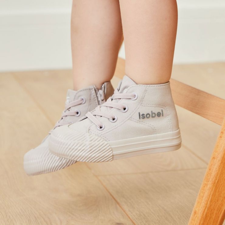 Personalised Grey Kids High Top Trainers
