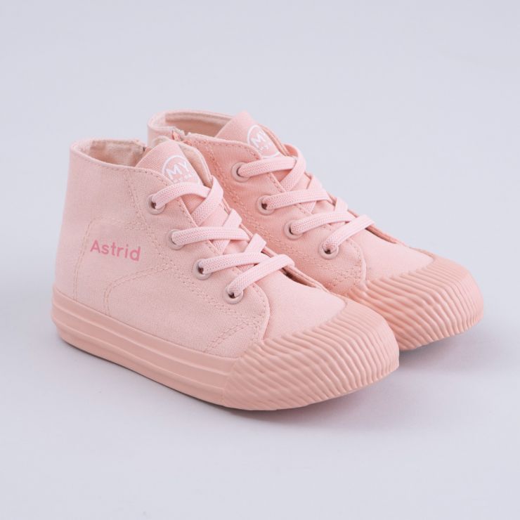 Personalised Pink Kids High Top Trainers