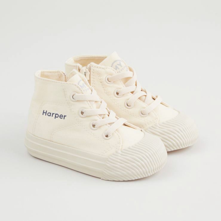 Personalised Ivory Kids High Top Trainers 
