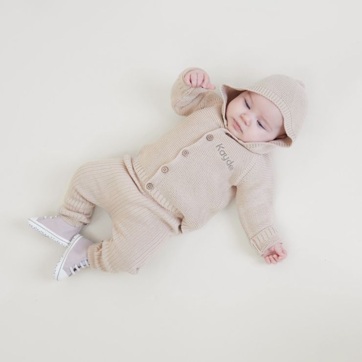 Personalised Oatmeal Knitted Outfit Set (2 Piece)