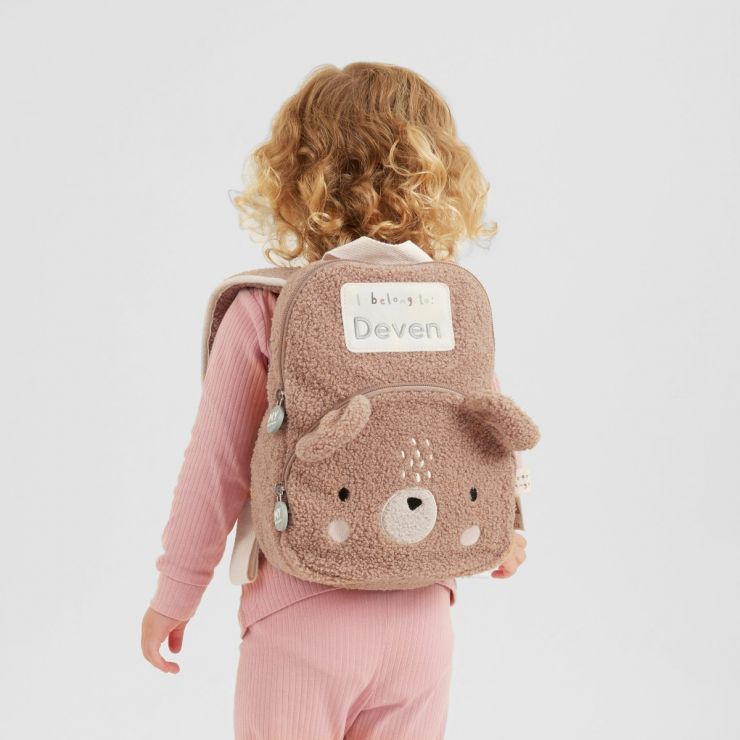 Personalised Fluffy Bear Character Mini Backpack