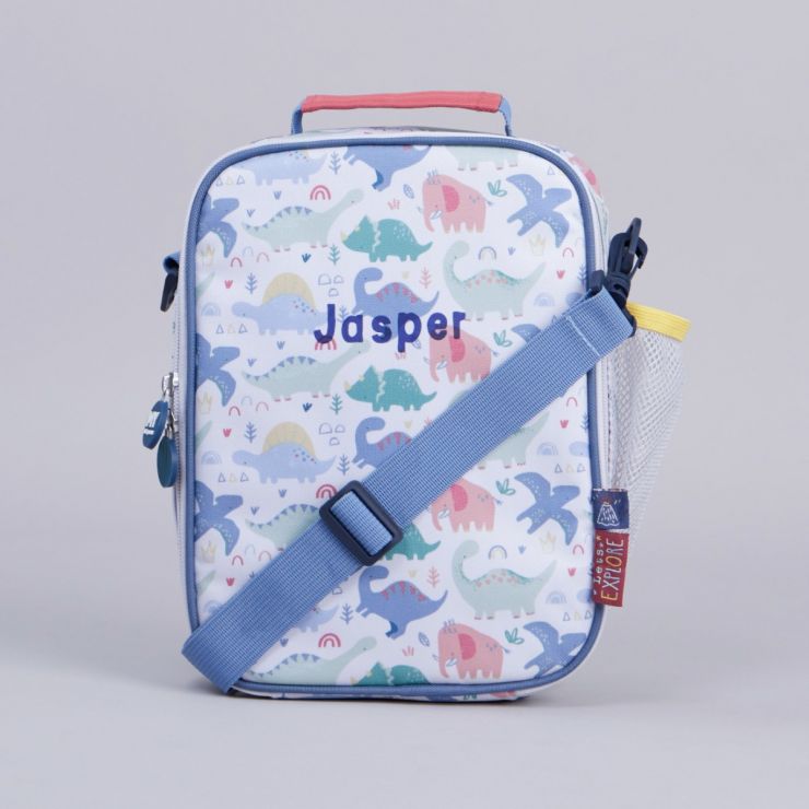 Personalised Colourful Dinosaur Print Lunch Bag