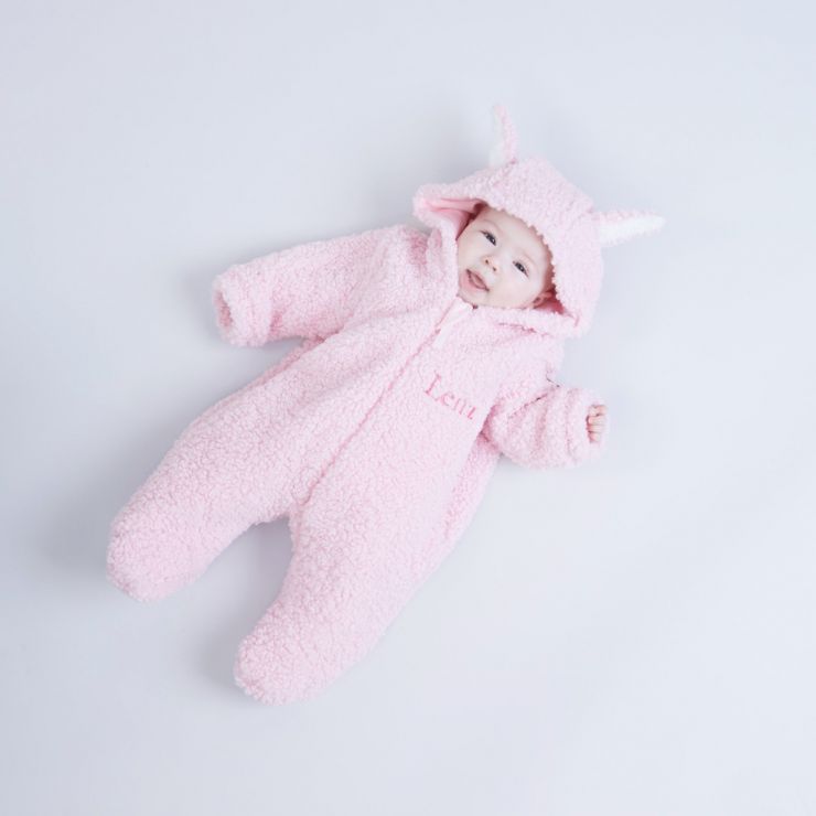 Personalised Pink Bunny Pramsuit