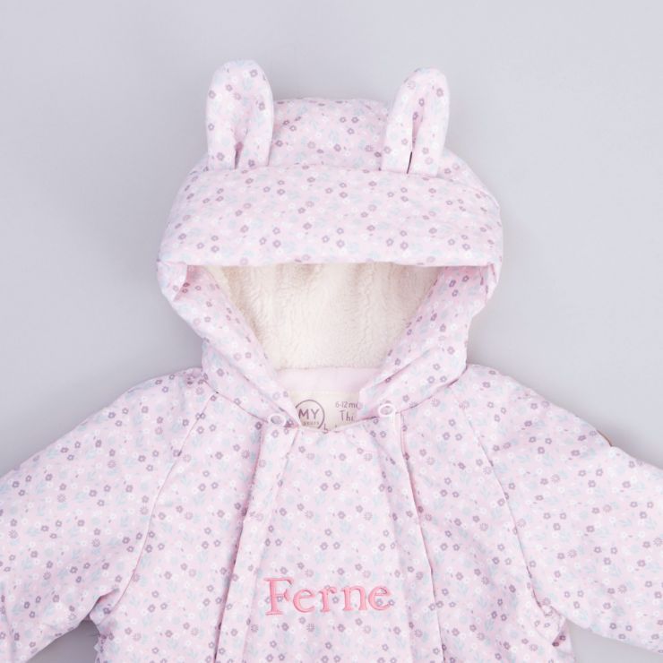 Personalised Pink Bunny Snowsuit
