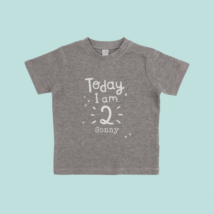 Personalised Grey 2nd Birthday T-Shirt