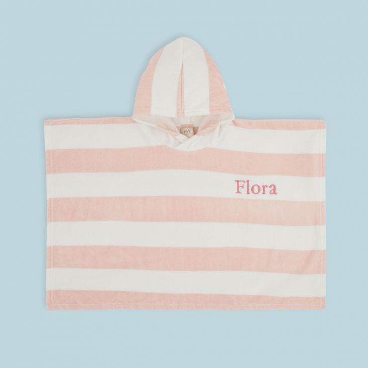 Personalised Pink Striped Towelling Poncho