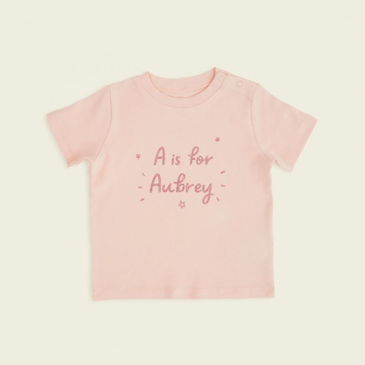 Personalised Pink Initial Design T-Shirt