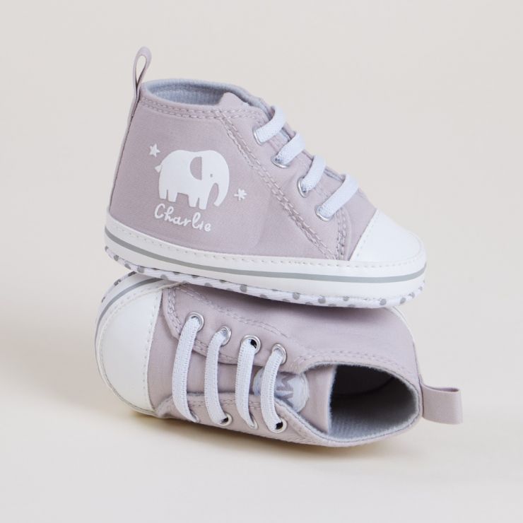 Personalised Elephant Design Baby High Top Shoes