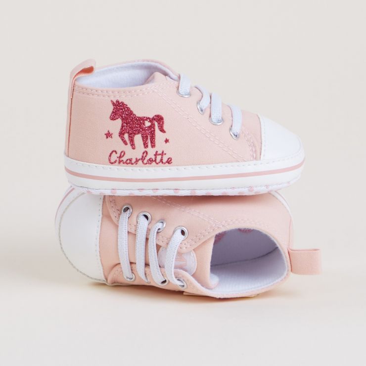 Personalised Unicorn Design Baby High Top Shoes