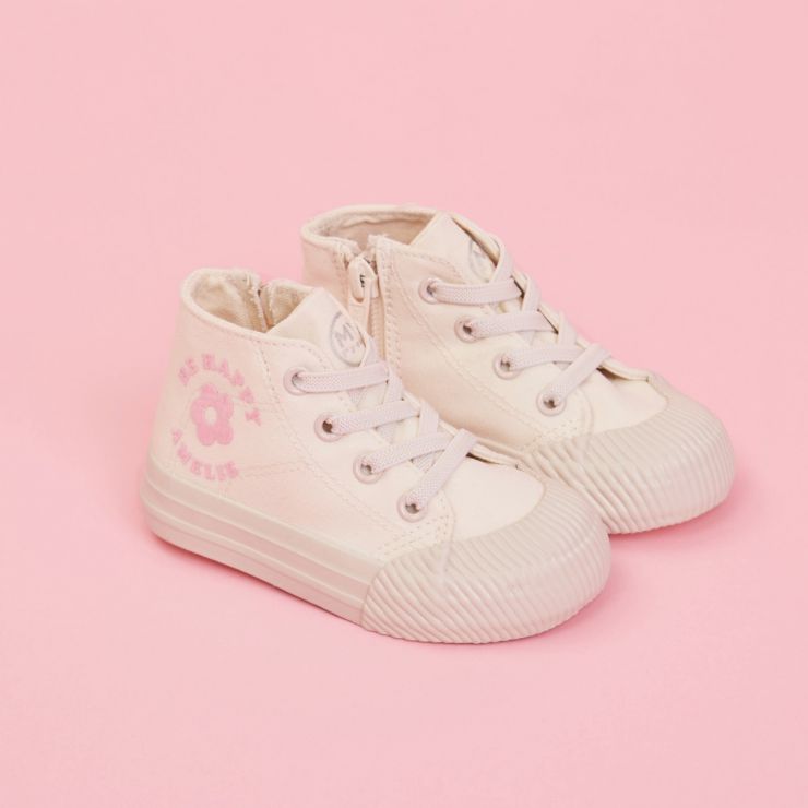 Personalised White 'Be Happy' High Top Trainers