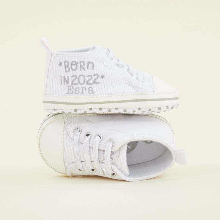 Personalised Born in 2022 White High Tops