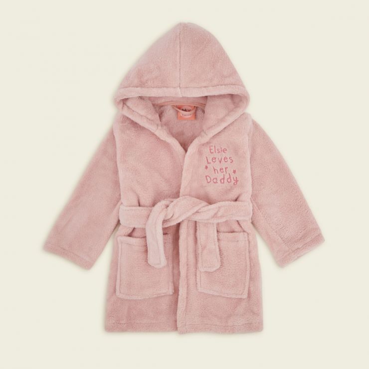 Personalised Pink ‘Loves Daddy’ Dressing Gown