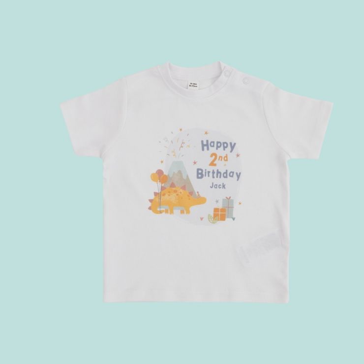 Personalised 2nd Birthday Dinosaur T-Shirt