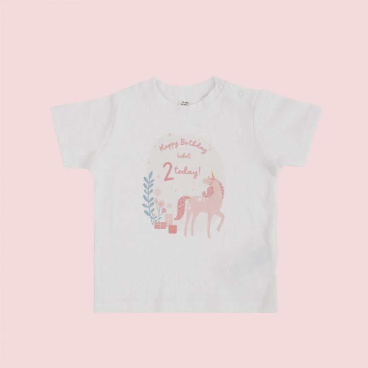 Personalised 2nd Birthday Unicorn T-Shirt