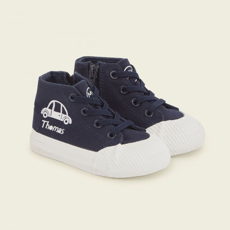 Personalised Navy Car Design High Top Shoes