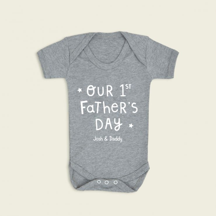 Personalised Our 1st Father's Day Grey Bodysuit